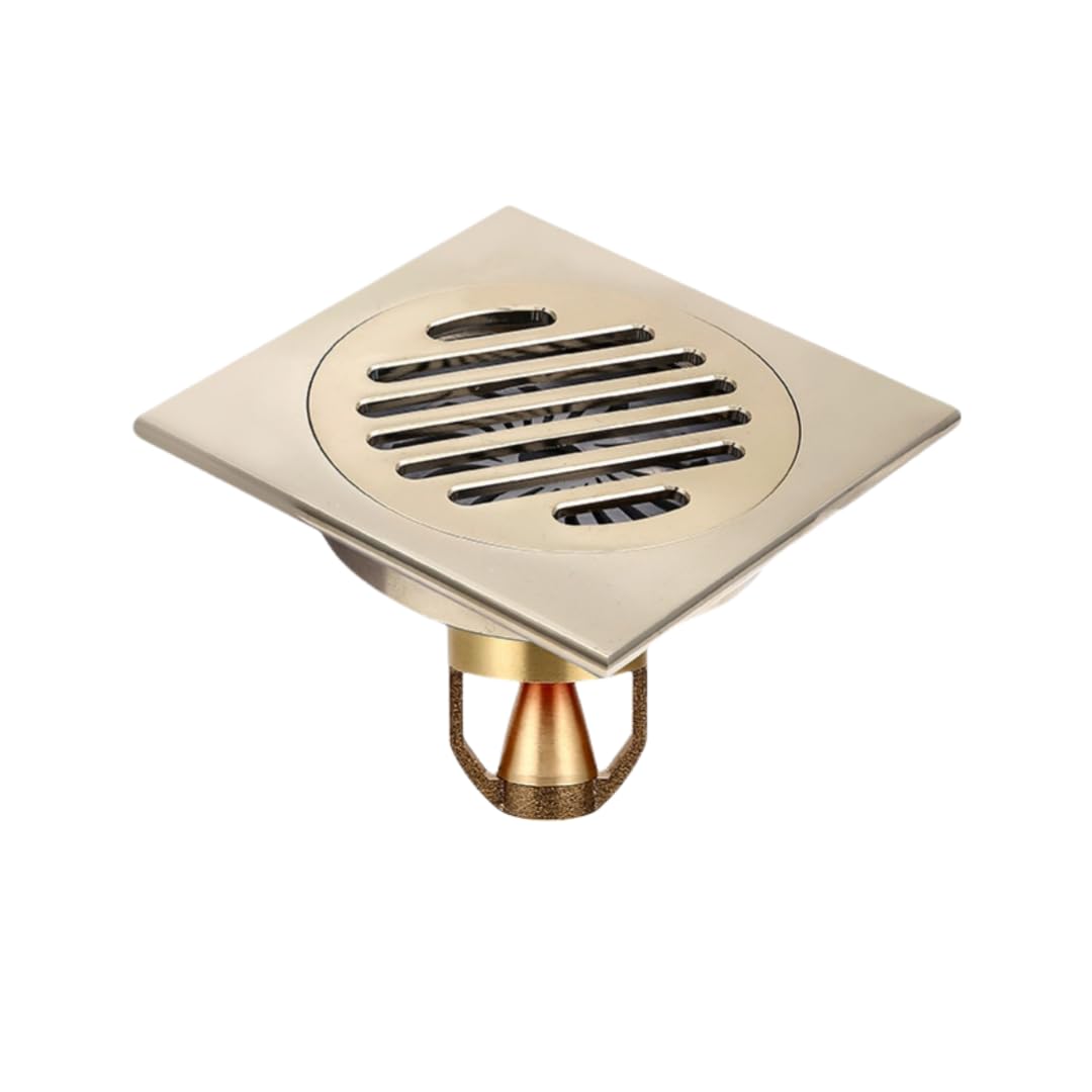 KJdxfhFH Bathroom floor drains, Hair Strainer Copper Floor Drain Deodorizing Bathroom Universal(Gold,Single use)