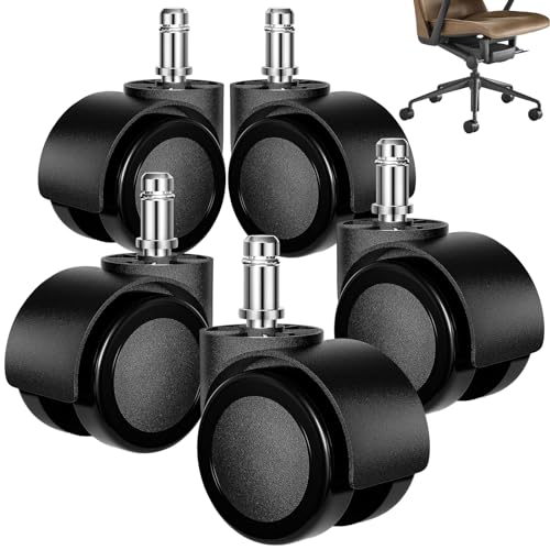 Ruedas de repuesto de 11 mm x 22 mm para sillas de oficina, juego de 5 hasta 200 kg, ruedas giratorias 360° de repuesto, silenciosas y resistentes a la abrasión, para silla de oficina o suelo duro