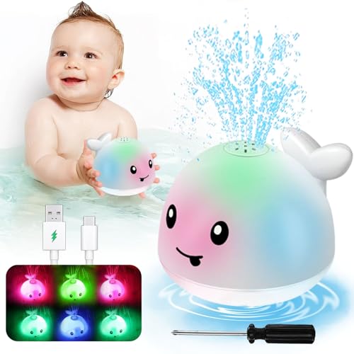 Light Up Toddler Bath Toys - Whale Water Spray Toy Infants Baby Toys 6-12-18 Months Bath Toys for Kids Ages 1-3 2-4 Bathtub Shower Water Pool Toys Bath Fountain Toy 1st Birthday Gifts for Boys Girls