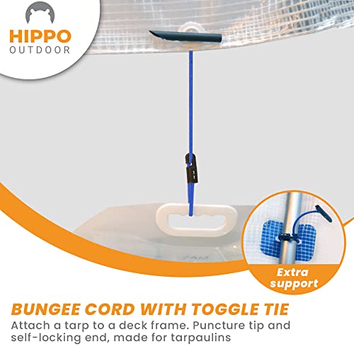 Image of Bungee Cord with Toggle tie - Flex for Tarpaulins Canopies, Flex tie Down, Heavy Duty Elastic, Chock Absorber for tarps, 12 inch, 10-Pack (6620)