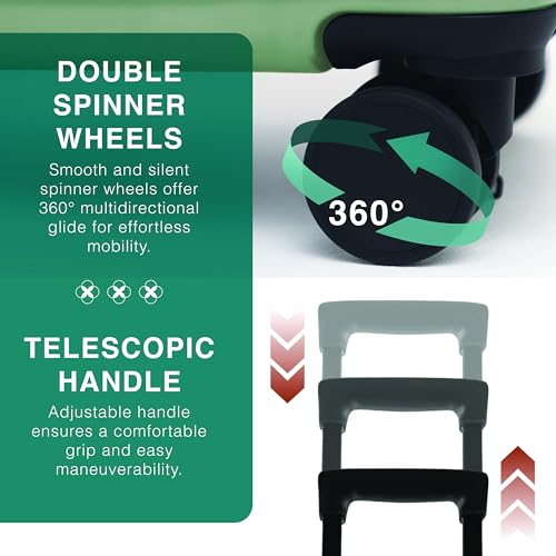 Image of Luggage Sets 3 Piece, 20 Inch Carry on Luggage and 28 Inch Suitcases with Wheels Spinner, Durable Hard Shell Suitcase Set, Expandable Travel Suitcase, Sage Green