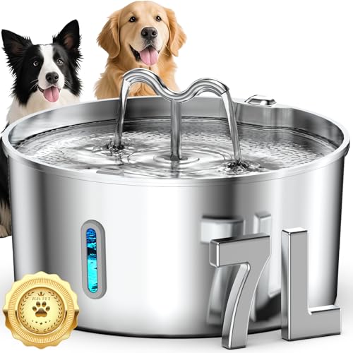 Vekonn Dog Water Fountain Stainless Steel, 7L/236oz Dog Water Bowl Dispenser for Large Dogs, Automatic Cat Water Fountain