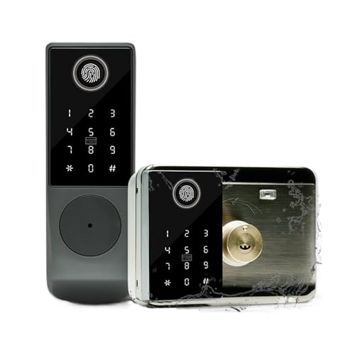 Serrure de porte intelligente étanche code carte IC sécurité extérieure Tuya