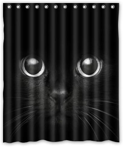 BravoVision Fashion Custom Black Cat Waterproof Fabric Bath Shower Curtain 60" x 72"