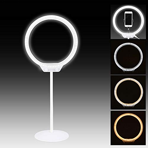 ZOMEi 10" LED Anillo de luz Regulable 7.5W 3200-5500K Luz USB de Escritorio On-Camera Light para Videos de Youtube, Belleza, fotografía de Retrato, Video Chat, transmisión en Vivo, etc.(Blanco)