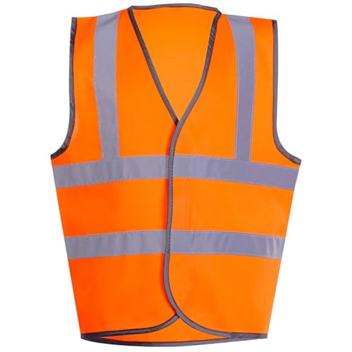 DURUS WORKWEAR Kids Hi Vis Waistcoat Multi-Pack – Unisex Safety Vest for Children Age 4-13, 2 Band & Brace, Reflective Strips, Washable, Velcro Fastening – School, Cycling, Walking