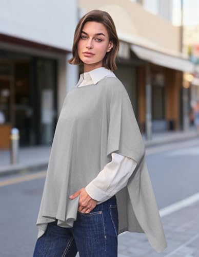 Image of PULI Women's Pullover Poncho Sweater Oversized Knit Layering Top Travel | Sleeveless and Layers Over Any Shirt At Home or Work