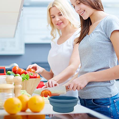 Lunbengo 3Piece Collapsible Bowl With Lids, Microwave Silicone Meal Prep Lunch Containers, Ideal Food Bowls For Snacks, Fruits, Oatmeal, Camping Travel, Round, Blue #TOP7