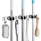 gancho para escobas 【Material de Acero Inoxidable】:Este soporte para escobas de trapeador está hecho de acero inoxidable SUS 304. Es más robusto que el soporte de aluminio y plástico, antioxidante y anticorrosión.