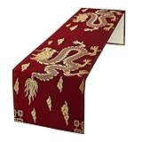Camino de Mesa de dragón Chino, Feliz año Nuevo Chino, dragón Dorado asiático, Camino de Mesa con Estampado de Nubes para el hogar, Fiesta, Cocina, Comedor, decoración de Mesa, 13 x 60 Pulgadas