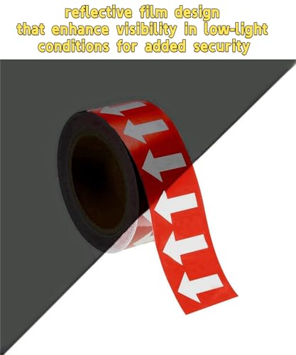 Image of Pipe Flow Arrow Tape Pipeline Arrow Stickers 4 Inch x 66 Ft (10cm x 20M) Pipe Identification Marking Arrow Labels with Reflective Strips for Pipe Flow Markers, Yellow /Black