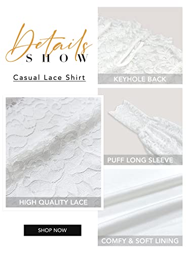 Dorose Lace Tunic Tops To Wear With Leggings Turtle Neck T-Shirts Blouses White Xl #TOP2