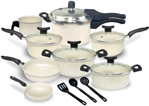 Jogo de Panelas Antiaderente, 11 Peças com Panela de Pressão 2.5L...