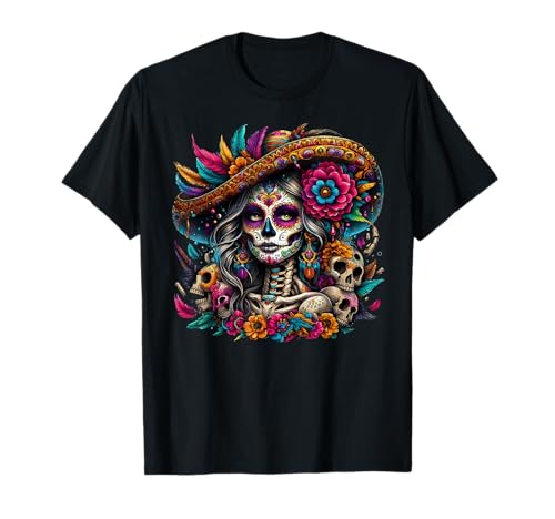 De Los Muertos La Catrina Day of The Dead Sugar Skull Women T-Shirt