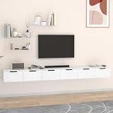 Atosonza Set di 2 mensole da parete bianche, 102 x 30 x 20 cm, in legno, montaggio a parete, organizer per soggiorno, camera da letto, cucina, bagno, corridoio