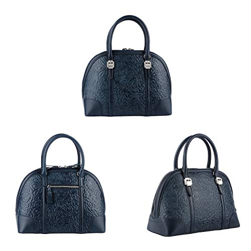 Banuce Blue Embossed Pattern Leather Handbags For Women Purse Shoulder Tote Bag #TOP3