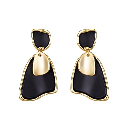 Boucles d'oreilles pendantes hypoallergéniques émail noir légères FANZE