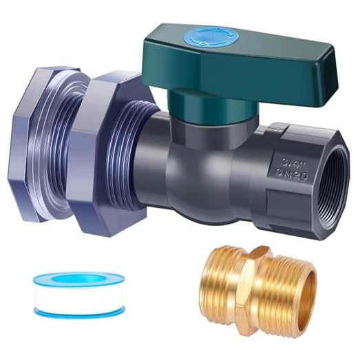 PVC Rain Barrel Diverter Kit, 3/4 Inch Rain Barrel Valve, Rain Barrel Spigot Kit with Bulkhead Fitting Adapter for Water Tanks, Aquariums, Tubs, Pools