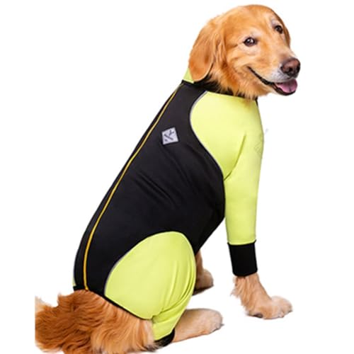 ISUPY 犬 パジャマ ロンパース つなぎ 秋冬 ペット服 背中開き ドッグウエア Tシャツ 中型犬 大型犬 カバーオール 防寒 保温 四つ足洋服 抜け毛対策 部屋着 寝間着 ルームウェア お出掛け用 散? (34,グリーン)