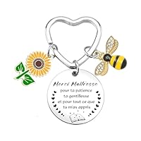FGHJK Porte clés Maîtresse Cadeau Maîtresse Meilleure Maîtresse Cadeau Maitresse d'école fin d'année Cadeau de fin d'année Cadeau Maitresse d'école Cadeau Femme Porte clés Femme (8)