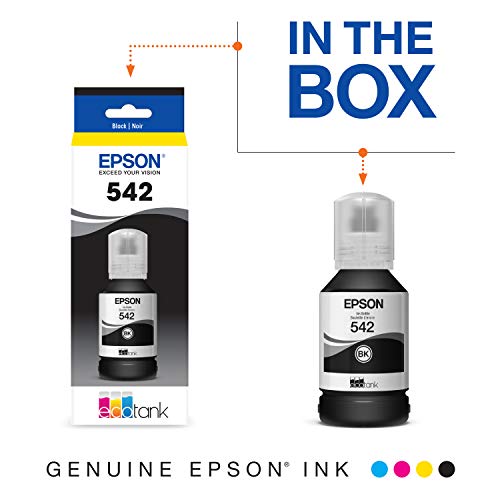 Image of Epson EcoTank Pro ET-5850 Wireless Color All-in-One Supertank Printer with Scanner, Copier, Fax and Ethernet, White & EPSON T542 EcoTank Ink & EPSON T542 EcoTank Ink Ultra-high Capacity Bottle Black