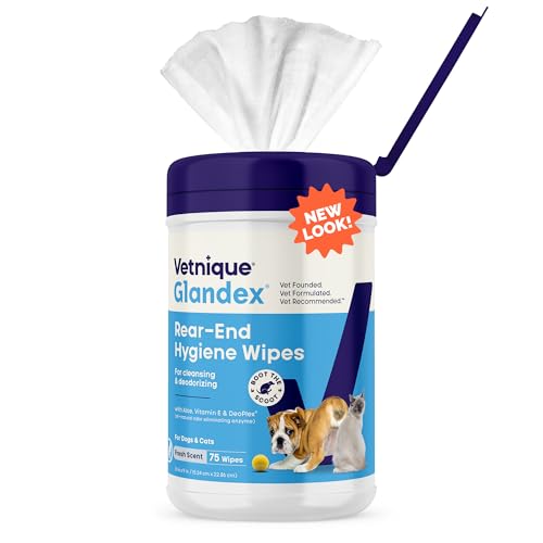 Vetnique Glandex Dog Wipes for Pets Cleansing & Deodorizing Anal Gland Hygienic Dog & Cat Wipes with...