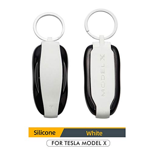 Image of Tesla Gear Silicon Key Fob Cover Keychain for Tesla Model X (White)