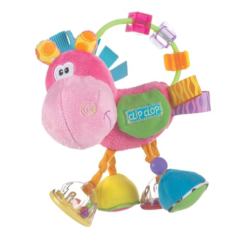 Playgro Sonajero Multiactividades Caballo, Desde los 3 Meses, Sin BPA, Playgro Toy Box Pferd Clip Clop, Rosa/Multicolor, 40143
