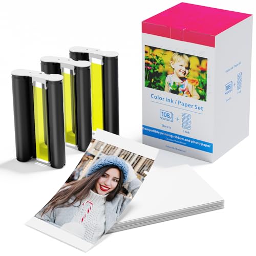 Replacement for Canon Selphy CP1500 Ink and Paper KP-108IN 6 x 4 inch