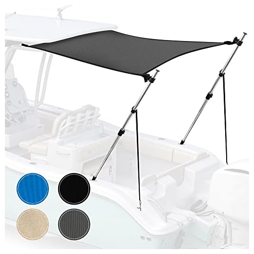 KNOX Universal T-Top Extension Bimini Tops for Boats Sun Shade Kit, Boat Shade Hard Top Boat Cover Canopy Adjustable Poles, Marine 900D Canvas, Adjustable Height, 67" L x 82" W, (Gray)