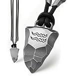 Element of Gods Titan-Anhänger Faustkeil mit Wassermann Sternzeichen – Maskuline Herren-Halskette aus schwarzem Lederband und robustem Titan – Astrologie Schmuck & Tierkreiszeichen Geschenk für Männer