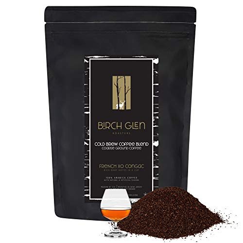 1 Lb French Xo Cognac Flavored Cold Brew Coffee Blend, Coarse Ground Colombian - Birch Glen Roasters - 16 Oz Resealable Bag Maintains Freshness #TOP22