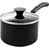 Cook n home nonstick sauce pan with glass lid 2 qt multi purpose pot saucepan kitchenware black aluminum  urban country home decor