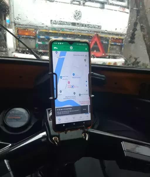 Heavy-Duty Auto Rickshaw Mobile Holder | Vibration-Free Metal Stand with Side Grip | Universal Mobile Mount Compatible for All Smartphones | Easy Screw Fix Installation-image-28