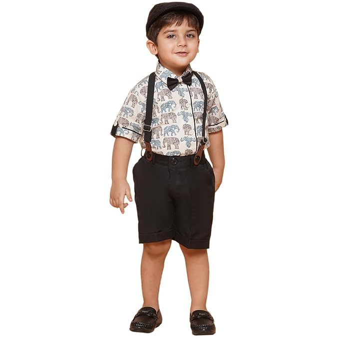 Image of AJ DEZINES Kids Casual Wear Clothing Cotton Shirt Short Set For Boys