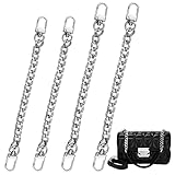 Honatrv 4 Stück Taschenkette, Kette für Handtasche Silber, Schultergurt für Taschen DIY Flache Kette Strap Ersatz Trageriemen Kette für Damen Handtaschen Umhängetasche(20/30cm)