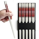 IQCWOOD Chopsticks Reusable, 5 Pairs Bone China Ceramic Chopsticks, Dishwasher Safe, Classic Chinese Style Chop Sticks Gift Sets, 9.5 Inch/24cm