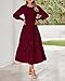 BTFBM Wedding Guest Dresses for Women Fall Fashion 2025 Casual Long Sleeve Floral Maxi Boho Homecoming Dress(Wine Red,Small)