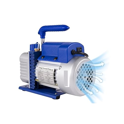 1 Stage Refrigeration Vacuum Pump With/Without Manifold Gauge 1.8CFM-12CFM Refrigerant Air Conditioning HVAC Maintenance High Efficiency(2.5CFM 1-4HP)