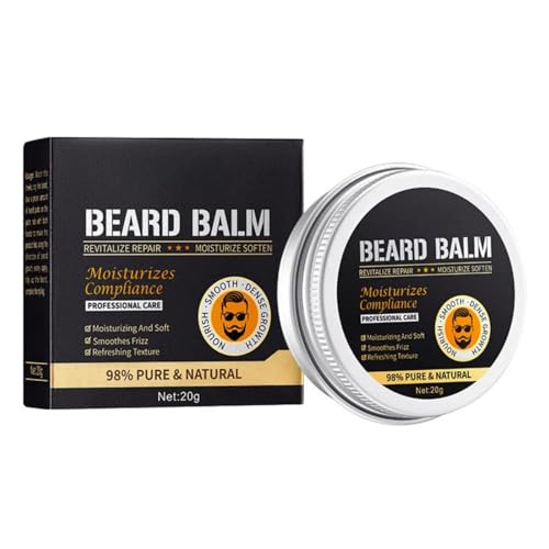 20g Beard Balm for Men - Strong Hold Beard Wax & Nourishing Serum, Moisturizes, Softens & Smooths Rough Hair, Light Shine for Styling