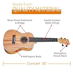LEKATO Ukulélé, Concert Ukulélé Guitare Enfant Acajou Ukulélé Enfants Adultes Hawaï Kit avec étui de transport/accordeur/médiators/cordes/sangle, Cadeau parfait pour les débutants - Les Beatles, Paul McCartney, John Lennon, RIngo Starr, George Harrison LEKATO Ukulélé, Concert Ukulélé Guitare Enfant Acajou Ukulélé Enfants Adultes Hawaï Kit avec étui de transport/accordeur/médiators/cordes/sangle, Cadeau parfait pour les débutants – Image 2