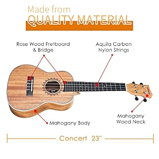 LEKATO Ukulélé, Concert Ukulélé Guitare Enfant Acajou Ukulélé Enfants Adultes Hawaï Kit avec étui de transport/accordeur/médiators/cordes/sangle, Cadeau parfait pour les débutants - Les Beatles, Paul McCartney, John Lennon, RIngo Starr, George Harrison LEKATO Ukulélé, Concert Ukulélé Guitare Enfant Acajou Ukulélé Enfants Adultes Hawaï Kit avec étui de transport/accordeur/médiators/cordes/sangle, Cadeau parfait pour les débutants – Image 2