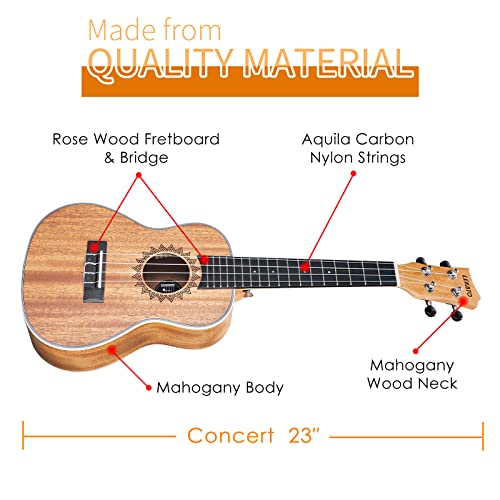LEKATO Ukulélé, Concert Ukulélé Guitare Enfant Acajou Ukulélé Enfants Adultes Hawaï Kit avec étui de transport/accordeur/médiators/cordes/sangle, Cadeau parfait pour les débutants - Les Beatles, Paul McCartney, John Lennon, RIngo Starr, George Harrison LEKATO Ukulélé, Concert Ukulélé Guitare Enfant Acajou Ukulélé Enfants Adultes Hawaï Kit avec étui de transport/accordeur/médiators/cordes/sangle, Cadeau parfait pour les débutants – Image 3