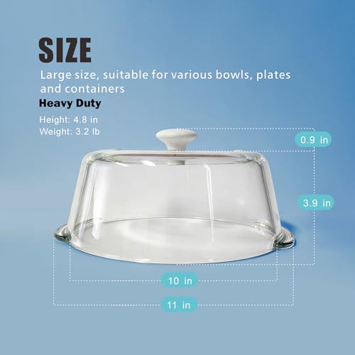 FANQIEW Glass Microwave Splatter Cover for Food Tall Microwave Cover with White Ceramic Knob 100% Food Safe 10 In Plate Splatter Guard Lid with Vent Hole BPA Free Dishwasher Safe by FANQIEW - Image 5