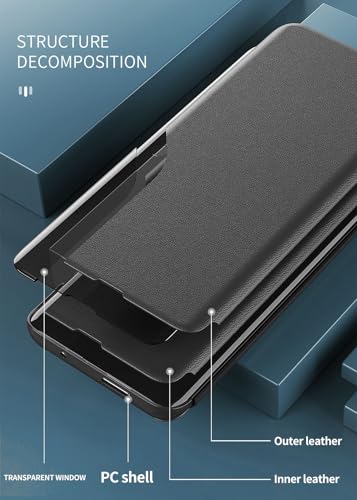 Flip Leather Cover iPhone 16 étui rigide antichoc Clear View