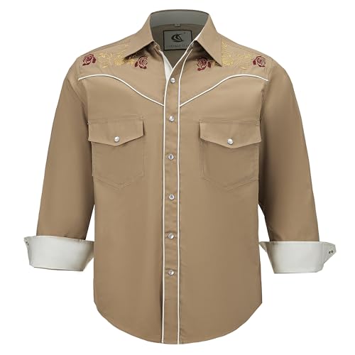 Chemise western cowboy homme COEVALS CLUB brodée à manches longues