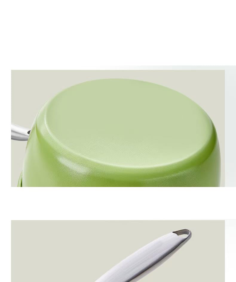 Image of Nonstick Ceramic Saucepan with lid, Small Cooking Pot with handle, Induction Comptable (Green, 2.5 Quarts)