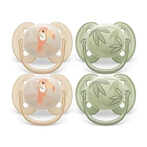 Philips Avent Ultra Soft Pacifier – 4 x Soft and Flexible Baby Pacifiers for Babies Aged 0-6 Months, BPA Free with Sterilizer Carry Case, SCF091/24