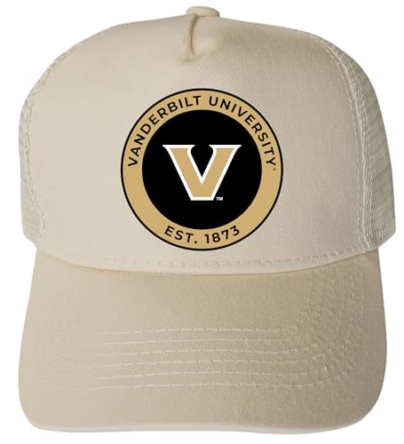 Vanderbilt Commodores University Officially Licensed - Unisex Trucker Hat with Full Color Heat Transfer Logo Cream