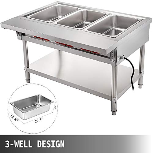 Vbenlem COMMERCIAL ELECTRIC FOOD WARMER 3 POT Steam Table Food Warmer 18 Quart/Pan thumb #3